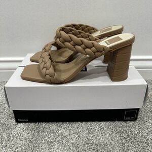 Dolce Vita Braided Block Heeled Sandals Paily Tan Cafe Stella Leather US 8.5 EUC